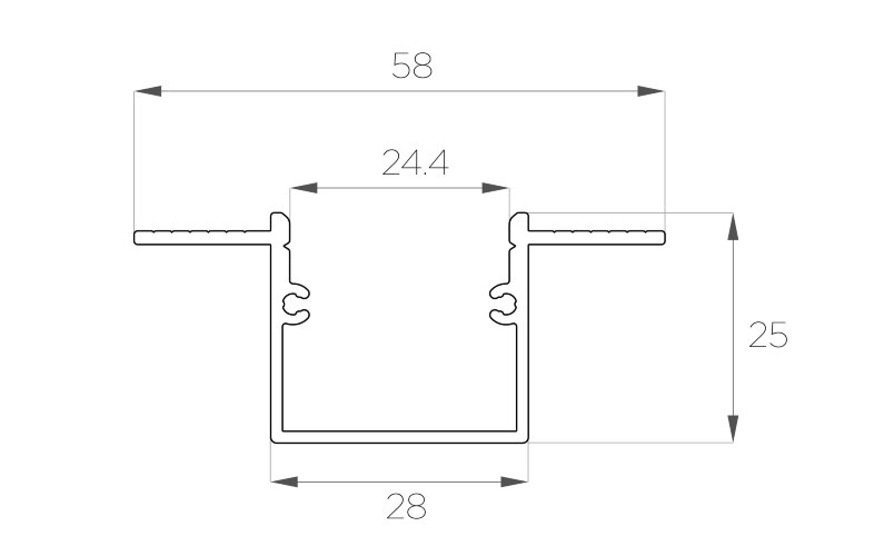 Профиль алюминиевый под шпаклевку LC-LPSH-2558-2 Anod - фото 2
