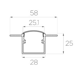 Профиль алюминиевый под шпаклевку LC-LPSH-2558-2 Anod