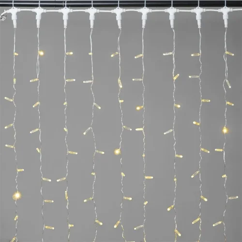 Гирлянда Занавес с Колпачком 2 x 3 м Тепло-Белый 220В, 600 LED, Провод Прозрачный ПВХ, IP65. Фото 1.
