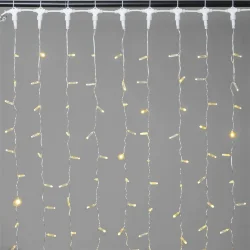 Гирлянда Занавес с Колпачком 2 x 3 м Тепло-Белый 220В, 600 LED, Провод Прозрачный ПВХ, IP65