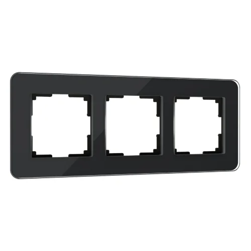 Рамка из стекла на 3 поста Elite черный W0032448 - фото