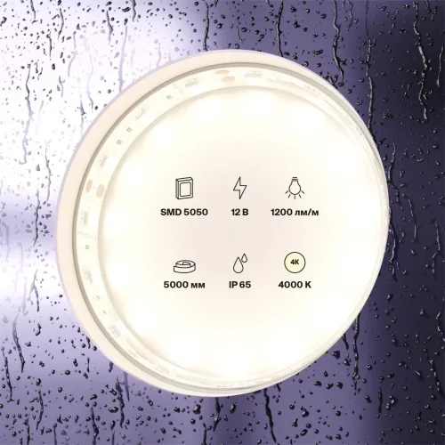 Светодиодная лента 12В 5050 14,4Вт/м 4000K 5м IP65 (Белый) - фото 5