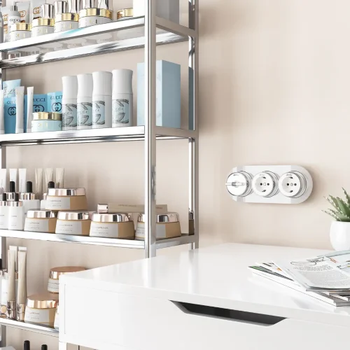 Розетка с заземлением Vintage белый матовый/хром W5871050 - фото 3