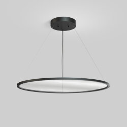 Подвесной светильник горизонтальный VEIL, 80 Вт, ?1000?В1500 мм, LED 2700-6000K, IP20, пульт Д/У (в комплекте), черный, алюминий, акрил, Denkirs DK6621-BK