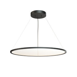 Подвесной светильник горизонтальный VEIL, 80 Вт, ?1000?В1500 мм, LED 2700-6000K, IP20, пульт Д/У (в комплекте), черный, алюминий, акрил, Denkirs DK6621-BK