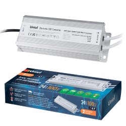 UET-VAJ-100B67 Блок питания для светодиодов с защитой от короткого замыкания и перегрузок, алюминиевый корпус, 100Вт, 24В, IP67, 2 выходных канала