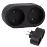 S-ES2-16O BLACK Разветвитель сетевой, б-з, 2 гнезда, 16А, 3500Вт, Черный - фото 1