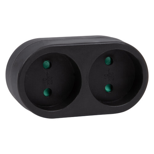 S-ES2-16O BLACK Разветвитель сетевой, б-з, 2 гнезда, 16А, 3500Вт, Черный - фото 2