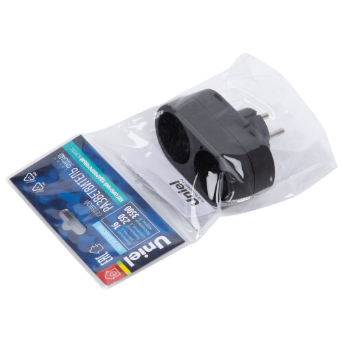 S-ES2-16O BLACK Разветвитель сетевой, б-з, 2 гнезда, 16А, 3500Вт, Черный - фото 7