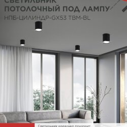 Светильник потолочный НПБ-ЦИЛИНДР-GX53 TBM-BL 80х90мм черный IN HOME
