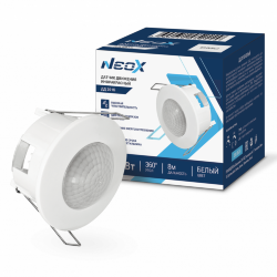 Датчик движения инфракрасный встраиваемый ДД 201Б 1200Вт 360 гр. 8м IP20 белый NEOX