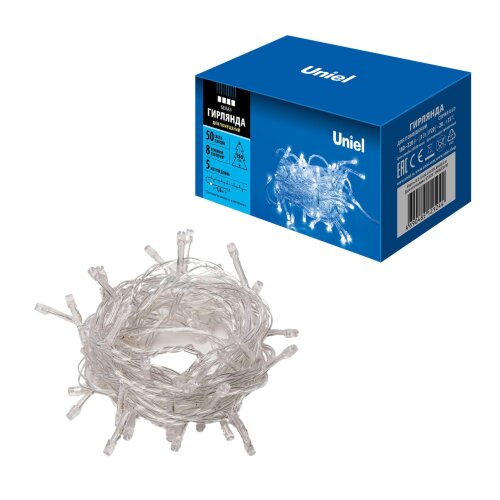ULD-S0500-050-DTA WHITE IP20 Гирлянда светодиодная с контроллером, 5м, 50 светодиодов, Белый свет, Провод прозрачный - фото 10