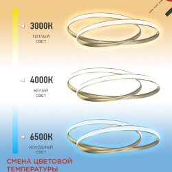 Люстра светодиодная ESTETIKA DALI-HL-90GL 90Вт 230В 3000-6500K 500х500x120мм 1.2м трос ДУ золото IN HOME