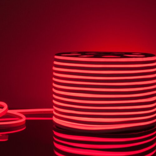 Светодиодный гибкий неон 220&nbsp;В 9.6&nbsp;Вт/м 120 Led/м 2835 IP67, односторонний красный, 50 м - фото 1
