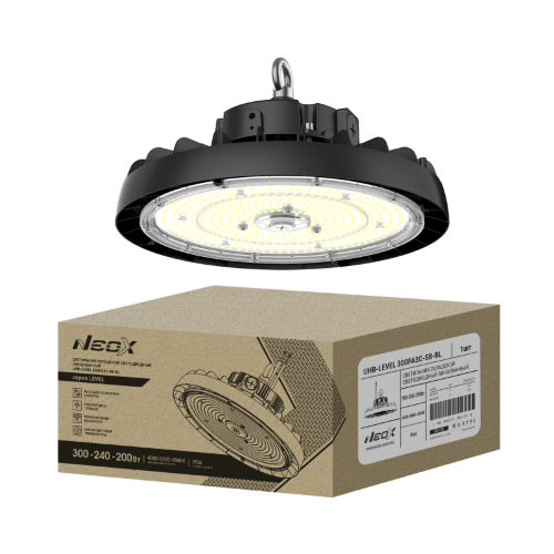 Светильник складской светодиодный UHB-LEVEL 300PA3C-SB-BL 300/240/200Вт 100-277В 175Лм/Вт 3CCT 5лет IP69K NEOX - Фото