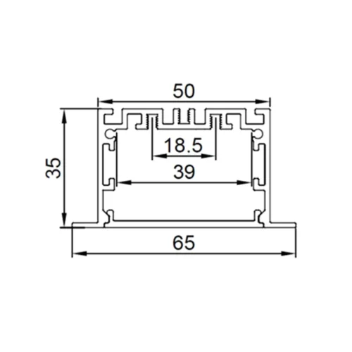 Алюминиевый профиль врезной CX-A045-R 270 (2500x65/50x35мм с рассеивателем) - фото II