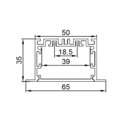 Алюминиевый профиль врезной CX-A045-R 270 (2500x65/50x35мм с рассеивателем)
