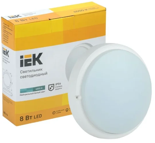 Светильник светодиодный ДПО 4001 8Вт 4000К IP54 круг бел. IEK LDPO0-4001-8-4000-K01 - фото 2