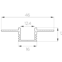 Профиль алюминиевый под шпаклевку LC-LPSH-1246-2 Anod