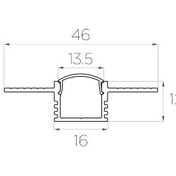 Профиль алюминиевый под шпаклевку LC-LPSH-1246-2 Anod