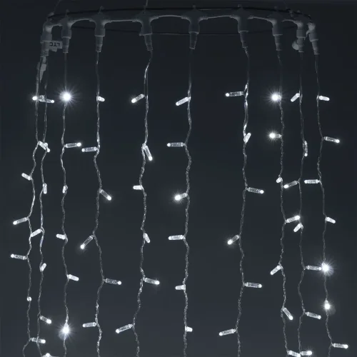 Гирлянда Занавес с Колпачком 1 x 6 м Белый 220В, 600 LED, Провод Прозрачный ПВХ, IP65. Фото 3.