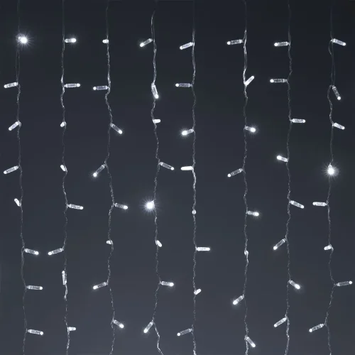 Гирлянда Занавес с Колпачком 1 x 6 м Белый 220В, 600 LED, Провод Прозрачный ПВХ, IP65. Фото 4.