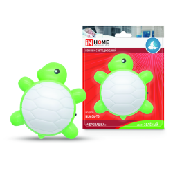 Ночник светодиодный NLA 04-TG ЧЕРЕПАШКА зелёная с выключателем 230В IN HOME