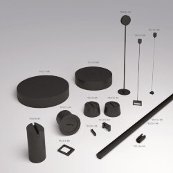 Утяжелитель для отвесного монтажа трека-ремня Belty, серия Base, D60*H130мм, IP20, черный, алюминий, Denkirs TR5516-BK