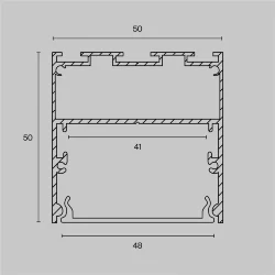 Алюминиевый профиль накладной-подвесной 50×50 (Серебро, 2 м), ALM-5050-S-2M (Серебро)