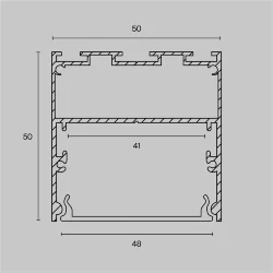 Алюминиевый профиль накладной-подвесной 50x50 (Серебро, 2 м), ALM-5050-S-2M (Серебро) ALM-5050-S-2M