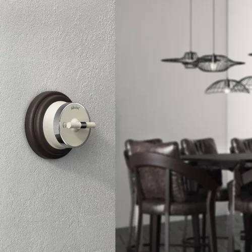 Переключатель/выключатель одноклавишный Vintage слоновая кость матовый/хром W5812055 - фото 2