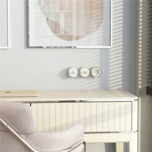 Переключатель/выключатель одноклавишный Vintage слоновая кость матовый/хром W5812055 - фото 3