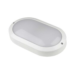 ULW-K12A 10W-5000K IP54 WHITE Светильник светодиодный влагозащищенный, Овал, Белый свет 5000K, 1200Лм, Корпус белый.