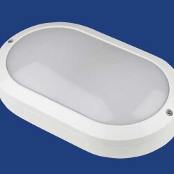 ULW-K12A 10W-5000K IP54 WHITE Светильник светодиодный влагозащищенный, Овал, Белый свет 5000K, 1200Лм, Корпус белый.