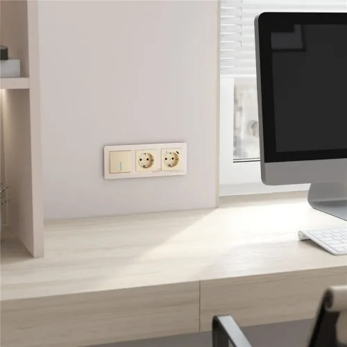 Выключатель одноклавишный с подсветкой (шампань) W1110111 - фото 4