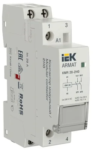 Контактор модульный KMR 20А 230В AC 2НО ARMAT IEK AR-KMR10-020-20-230 - фото