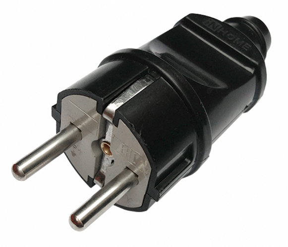 Вилка прямая с заземлением 16А черная 4240 IN HOME - Фото 2