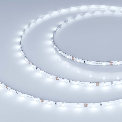 Светодиодная лента RT-A60-5mm 12V Cool 8K (4.8 W/m, IP20, 2835, 5m) (Arlight, узкая) - фото 1