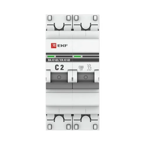 Выключатель автоматический модульный 2п C 2А 4.5кА ВА 47-63 PROxima EKF mcb4763-2-02C-pro - фото 3