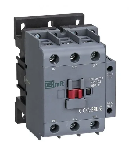 Контактор КМ-102 3п 95А кат. 230В AC 1НО+1НЗ AC-3 AC-4 DEKraft 22010DEK - фото
