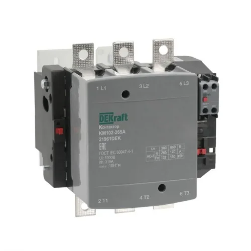 Контактор 265А 220В АС АС3 АС4 1НО+1НЗ КМ-102 DEKraft 21961DEK - фото