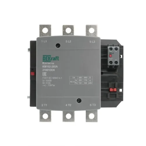 Контактор 265А 220В АС АС3 АС4 1НО+1НЗ КМ-102 DEKraft 21961DEK - фото 2