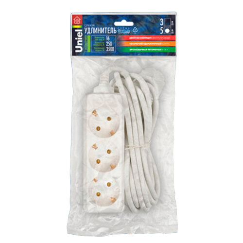 S-GCD3-7 Удлинитель Uniel серии Стандарт, с/з, 3 гн., шнур 7 м - фото