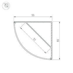 Профиль KANT-H55-2000 ANOD (Arlight, Алюминий)