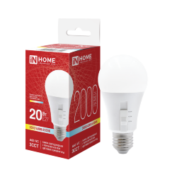 Лампа светодиодная LED-A60-VC 20Вт 230В Е27 2000Лм 3ССТ 3000/4000/6500К с переключателем на лампе IN HOME