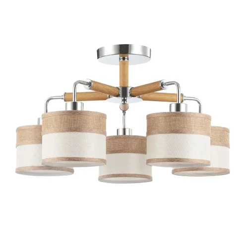 Двухцветные абажуры, сделанные из мешковины, сочетаются с древесной арматурой. Благодаря большому ассортименту изделий серии Helen легко выбрать светильник как для просторных помещений, так и для небольших. (Хром) - фото 3