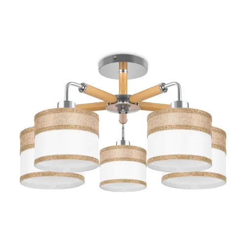 Двухцветные абажуры, сделанные из мешковины, сочетаются с древесной арматурой. Благодаря большому ассортименту изделий серии Helen легко выбрать светильник как для просторных помещений, так и для небольших. (Хром) - фото 4