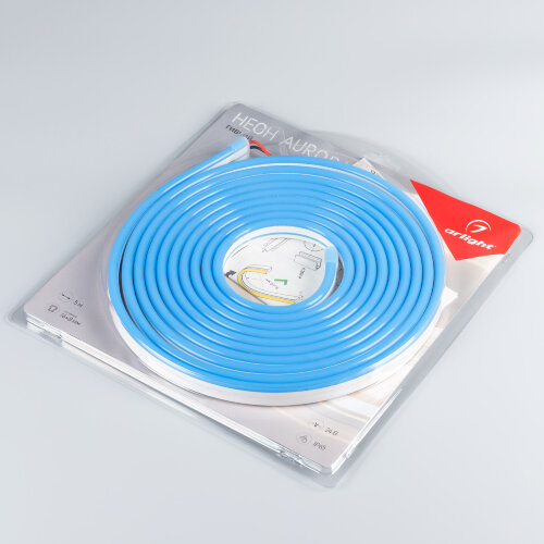 Светодиодная лента герметичная AURORA-PS-A120-16x8mm 24V Blue (10 W/m, IP65, 2835, 5m) (Arlight, Силикон) - фото 2
