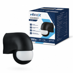 Датчик движения инфракрасный ДД 10Ч 1200Вт 180 гр. 12м IP44 черный NEOX