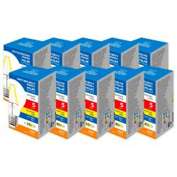 LED-A60-5W-3000K-E27-CL-SLF SET10 Лампа светодиодная, Форма А, прозрачная, Серия Optima Филамент, Теплый белый свет 3000K, Упаковка 10 штук